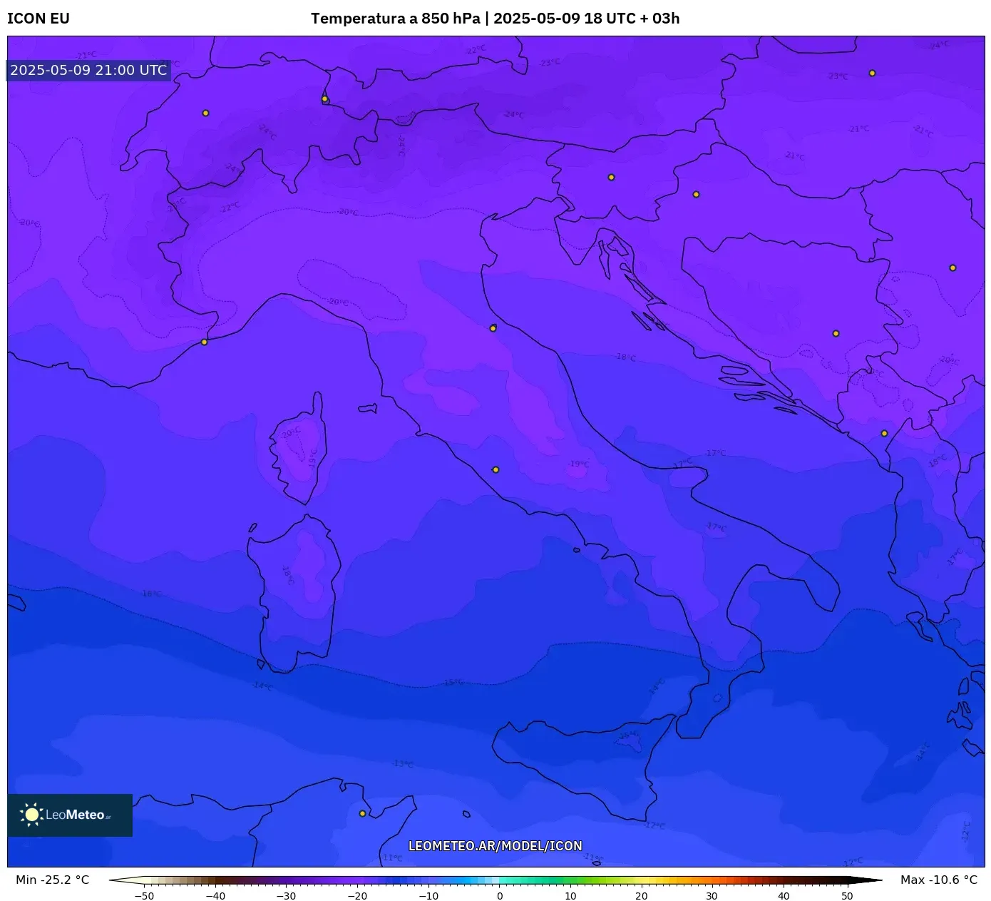 ICON - Italia, Temperatura a 850 hPa ICON - Italia, Temperatura a 850 hPa