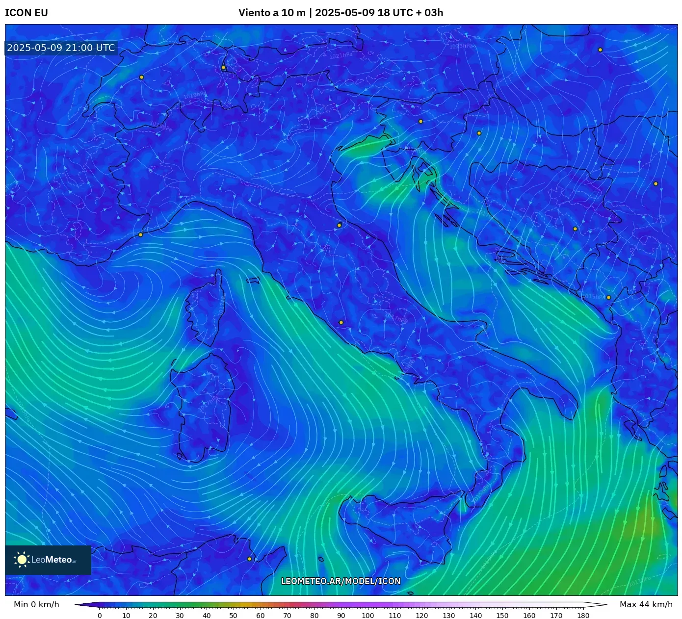 ICON - Italia, Viento a 10 m ICON - Italia, Viento a 10 m