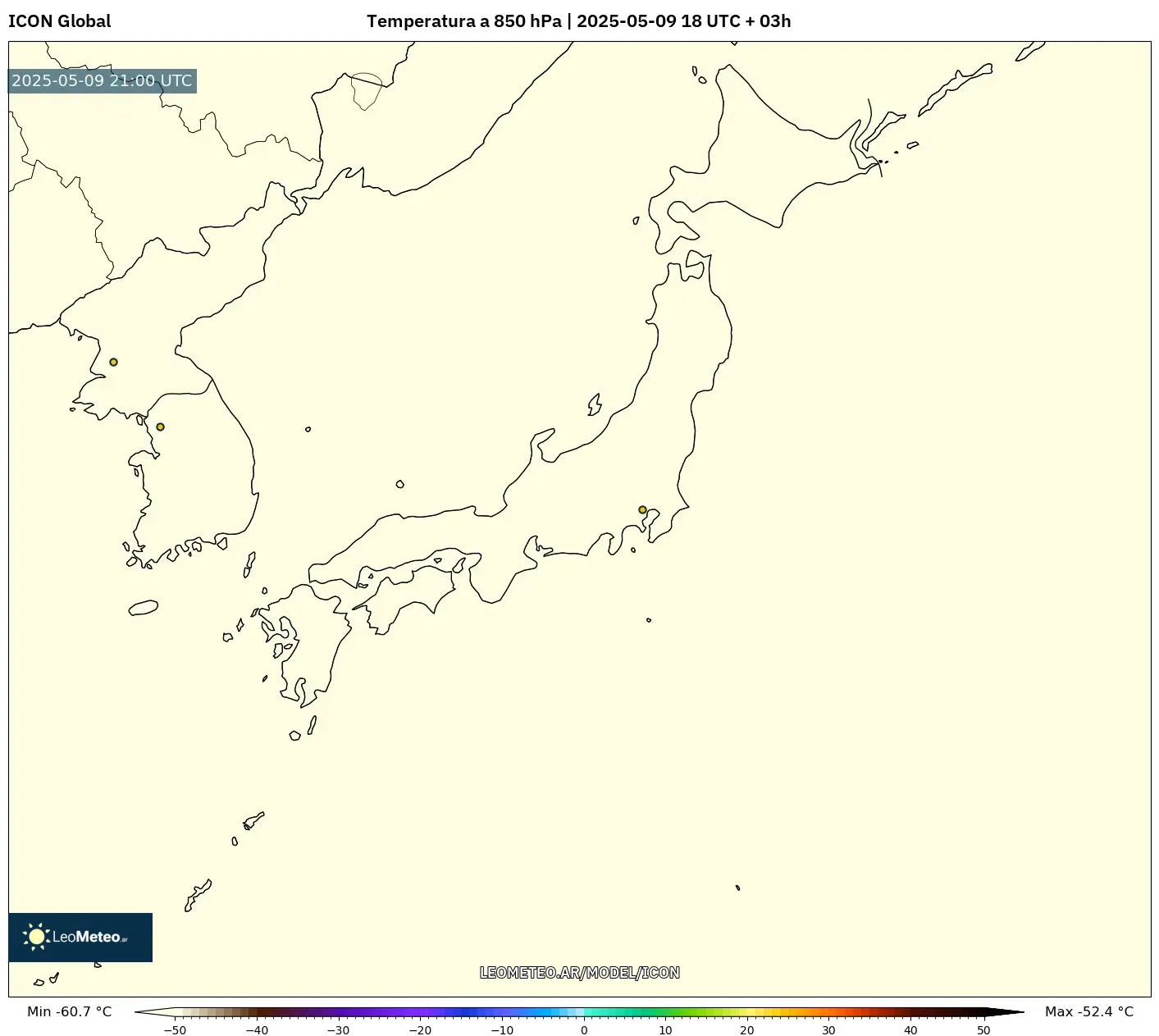 ICON - Japón, Temperatura a 850 hPa ICON - Japón, Temperatura a 850 hPa