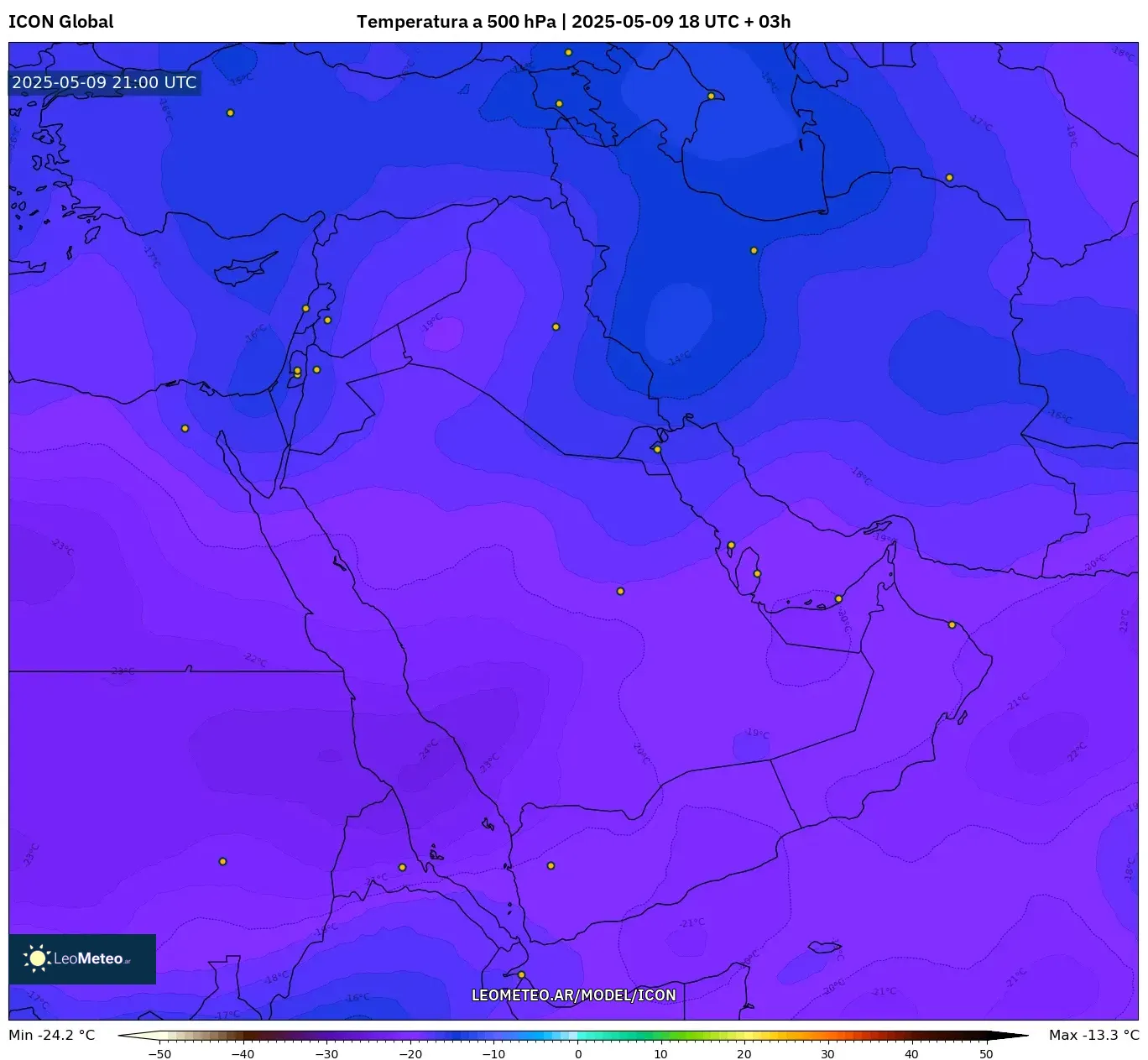 ICON - Oriente Medio, Temperatura a 500 hPa ICON - Oriente Medio, Temperatura a 500 hPa