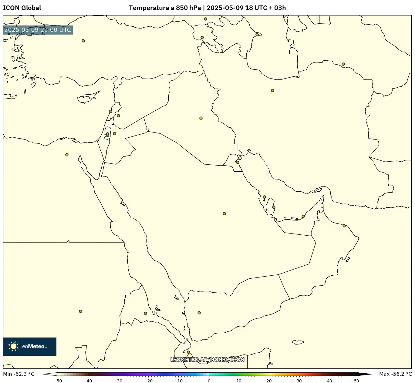 ICON - Oriente Medio, Temperatura a 850 hPa ICON - Oriente Medio, Temperatura a 850 hPa