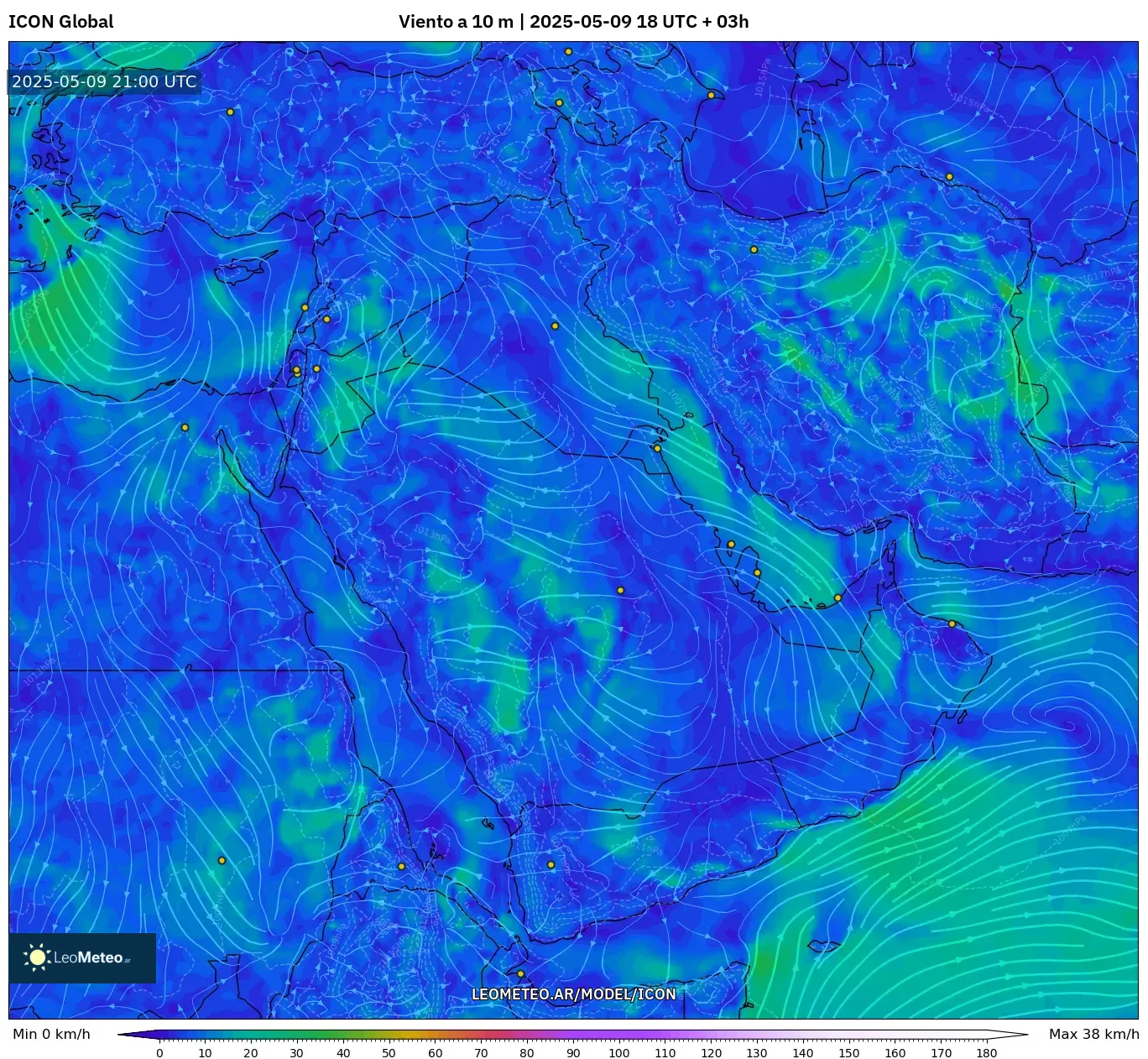 ICON - Oriente Medio, Viento a 10 m ICON - Oriente Medio, Viento a 10 m