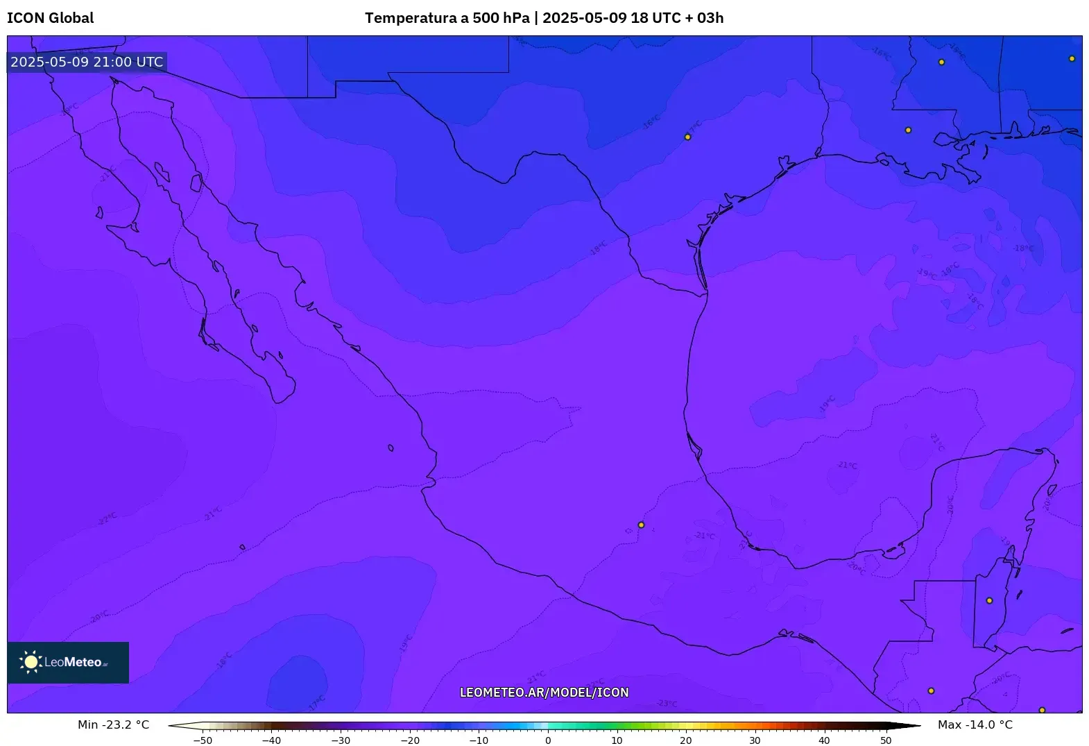 ICON - México, Temperatura a 500 hPa ICON - México, Temperatura a 500 hPa