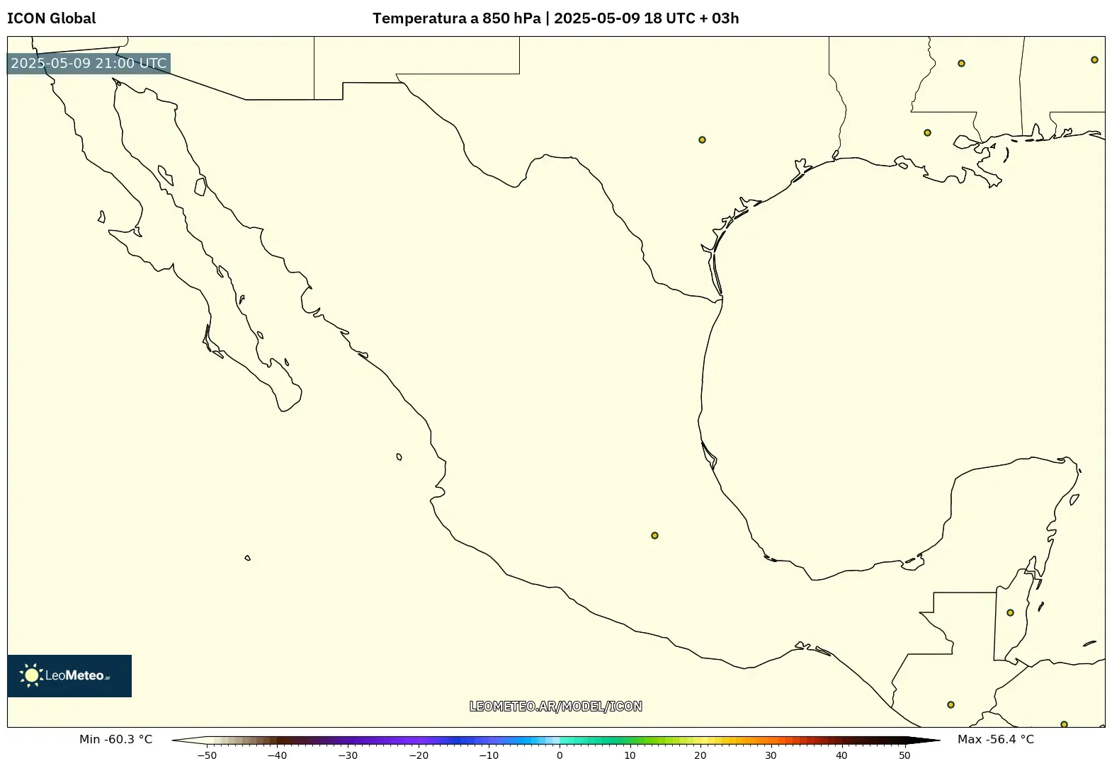 ICON - México, Temperatura a 850 hPa ICON - México, Temperatura a 850 hPa