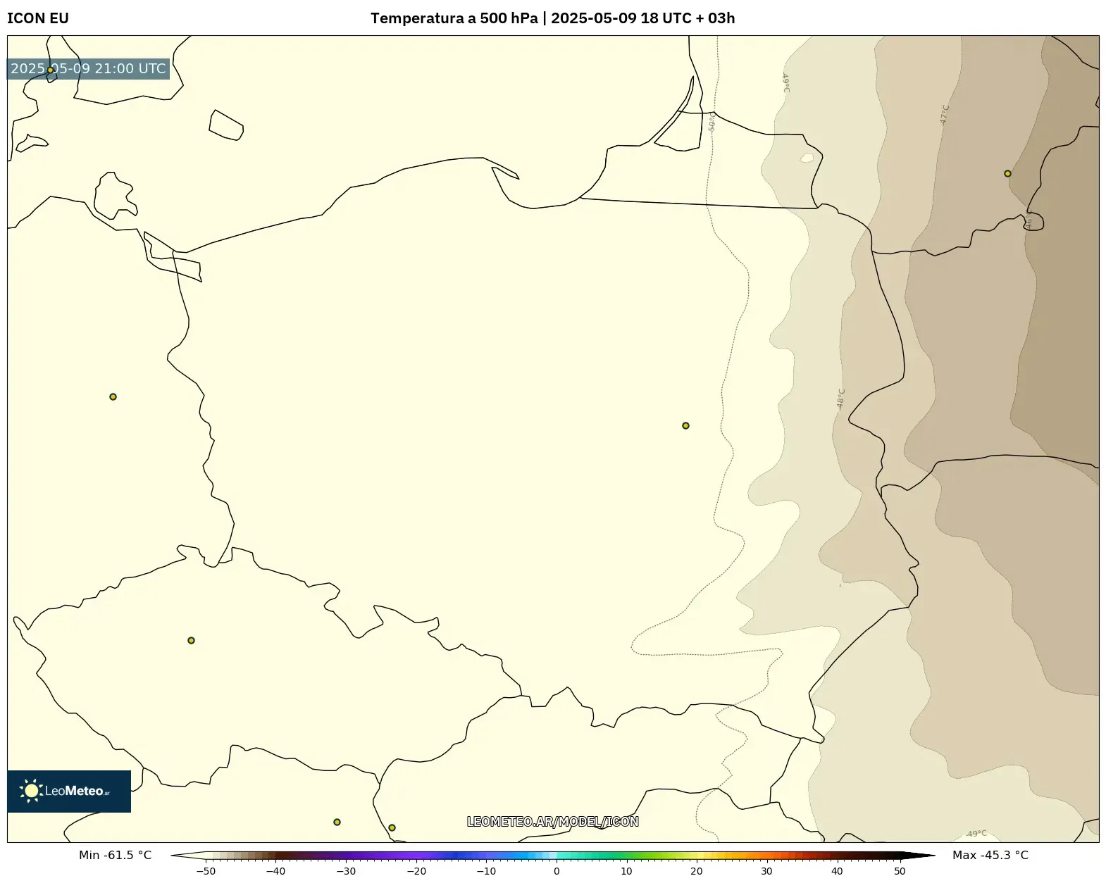 ICON - Polonia, Temperatura a 500 hPa ICON - Polonia, Temperatura a 500 hPa