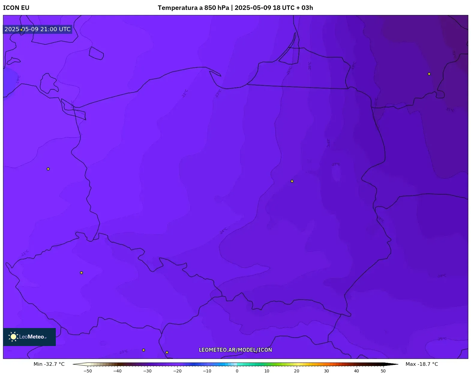 ICON - Polonia, Temperatura a 850 hPa ICON - Polonia, Temperatura a 850 hPa