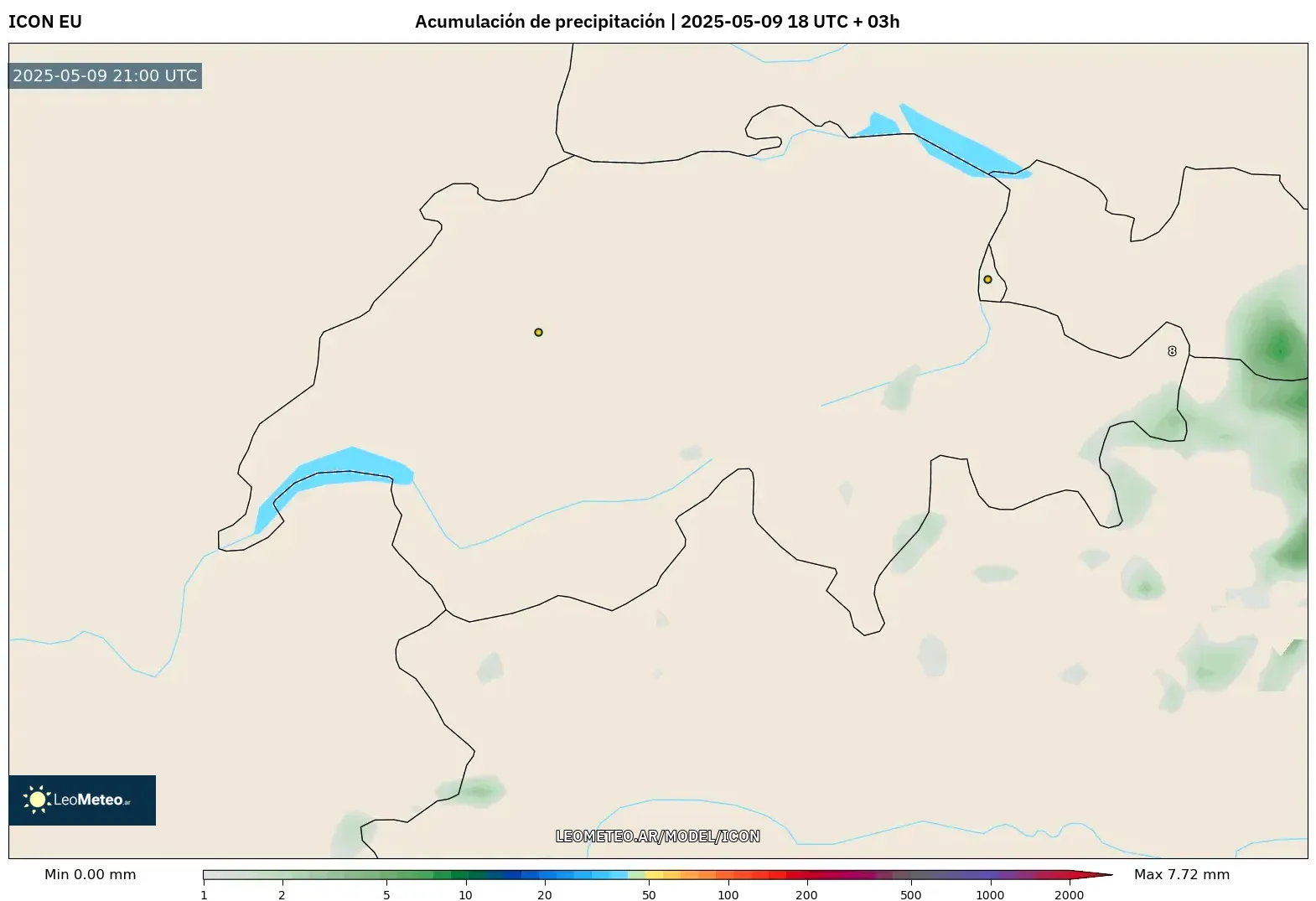 ICON - Suiza, Acumulación de precipitación ICON - Suiza, Acumulación de precipitación