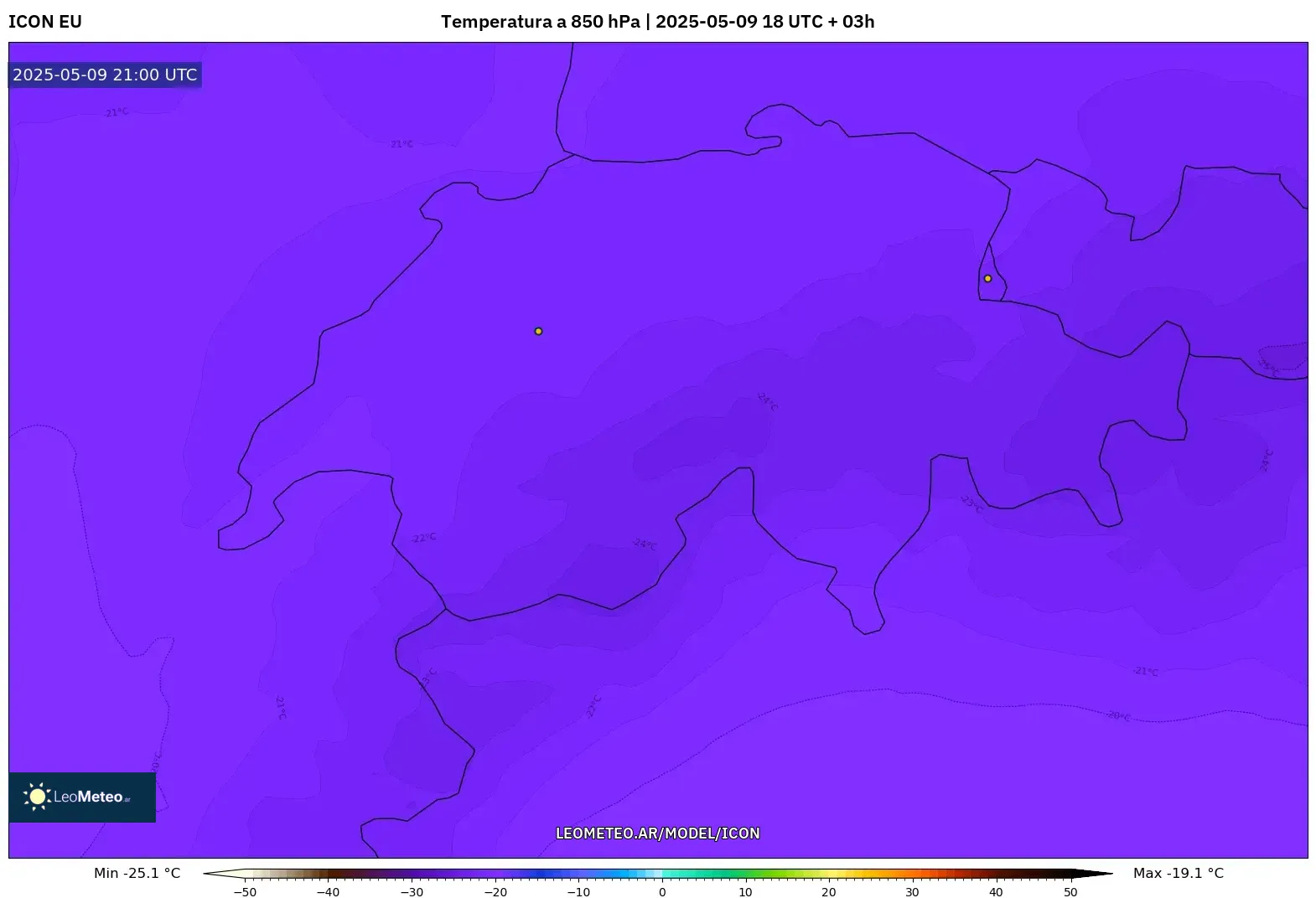 ICON - Suiza, Temperatura a 850 hPa ICON - Suiza, Temperatura a 850 hPa