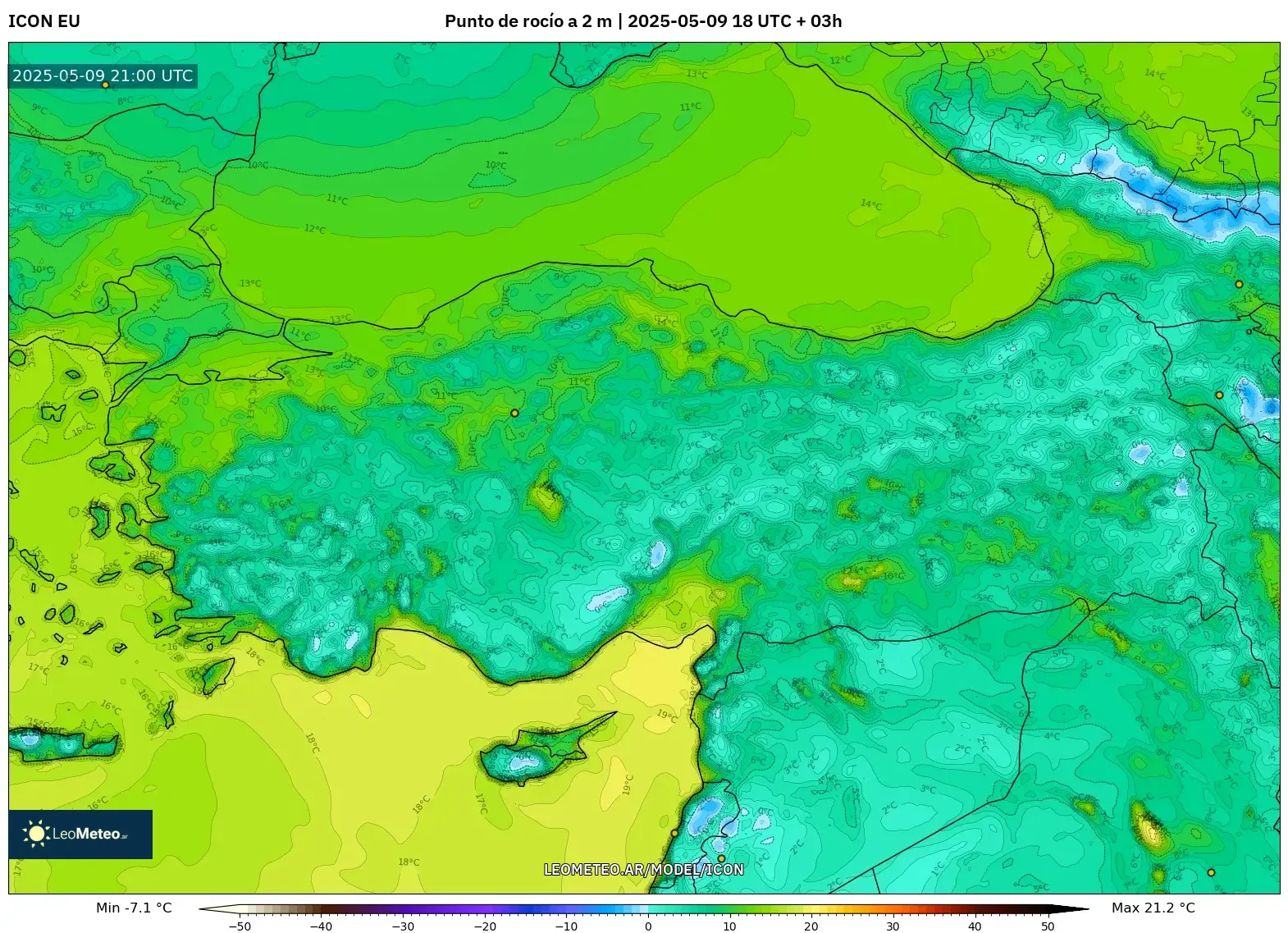 ICON - Turquía, Punto de rocío a 2 m ICON - Turquía, Punto de rocío a 2 m