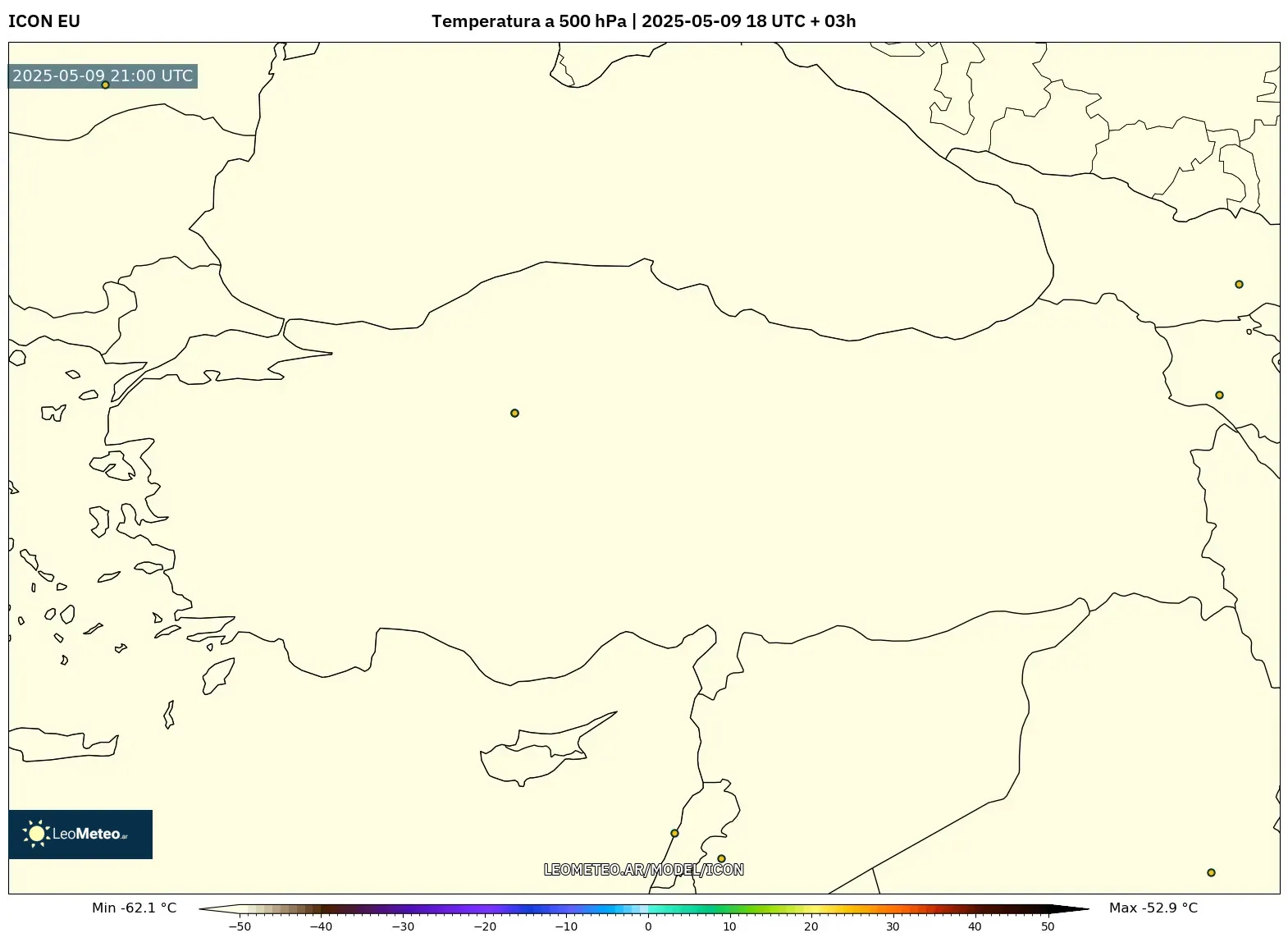 ICON - Turquía, Temperatura a 500 hPa ICON - Turquía, Temperatura a 500 hPa