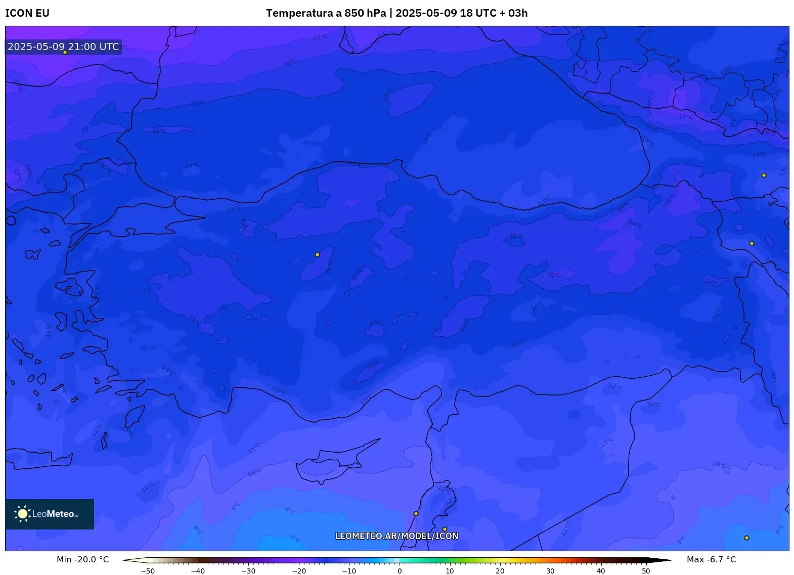 ICON - Turquía, Temperatura a 850 hPa ICON - Turquía, Temperatura a 850 hPa
