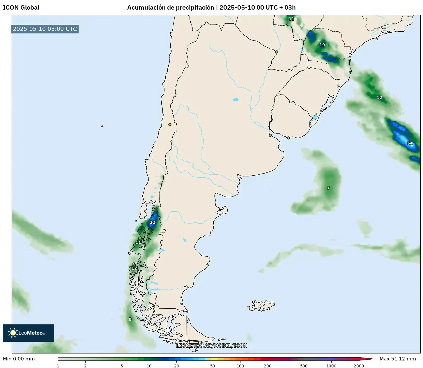 ICON - Argentina, Acumulación de precipitación ICON - Argentina, Acumulación de precipitación