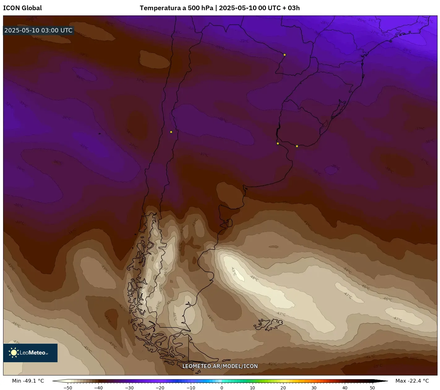 ICON - Argentina, Temperatura a 500 hPa ICON - Argentina, Temperatura a 500 hPa