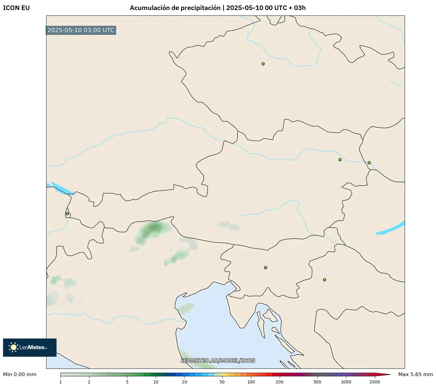 ICON - Austria, Acumulación de precipitación ICON - Austria, Acumulación de precipitación
