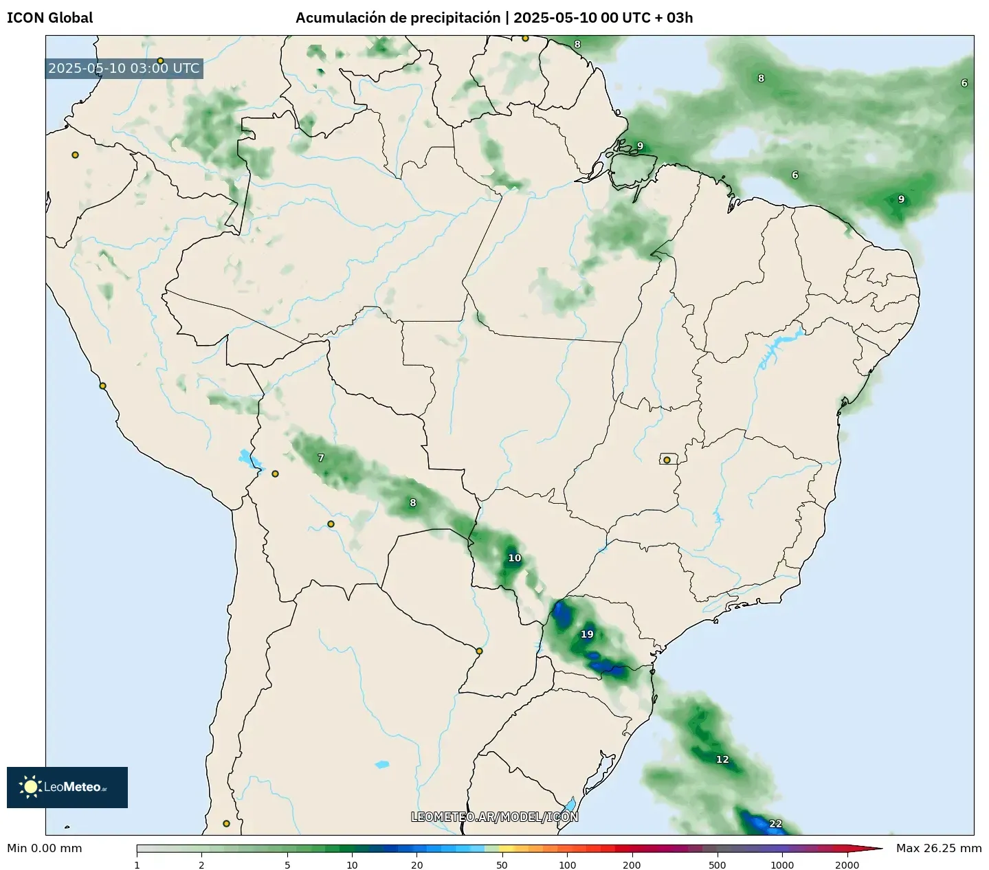 ICON - Brasil, Acumulación de precipitación ICON - Brasil, Acumulación de precipitación