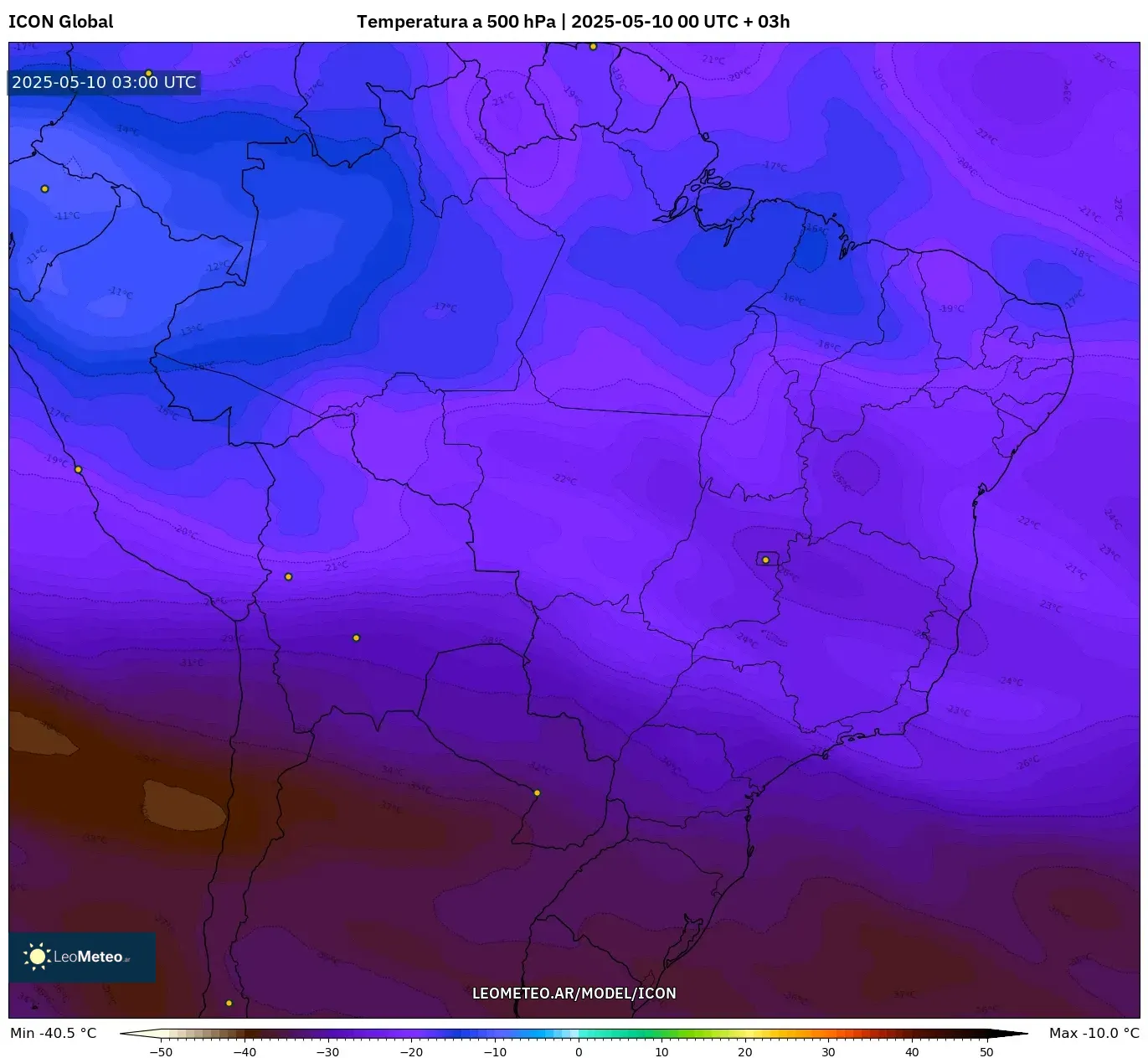 ICON - Brasil, Temperatura a 500 hPa ICON - Brasil, Temperatura a 500 hPa