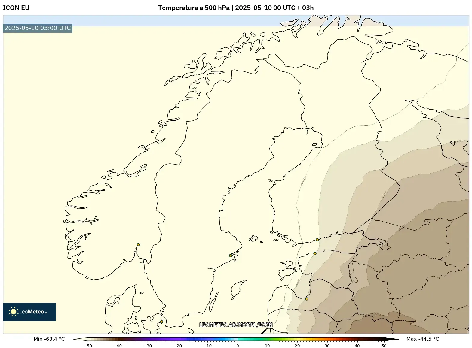 ICON - Escandinavia, Temperatura a 500 hPa ICON - Escandinavia, Temperatura a 500 hPa