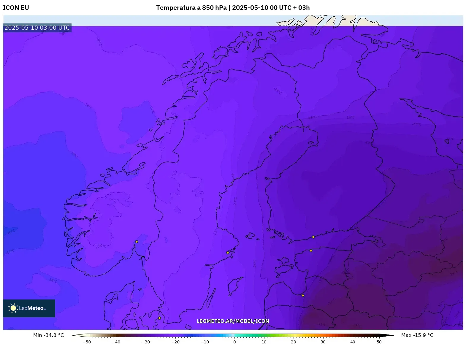 ICON - Escandinavia, Temperatura a 850 hPa ICON - Escandinavia, Temperatura a 850 hPa