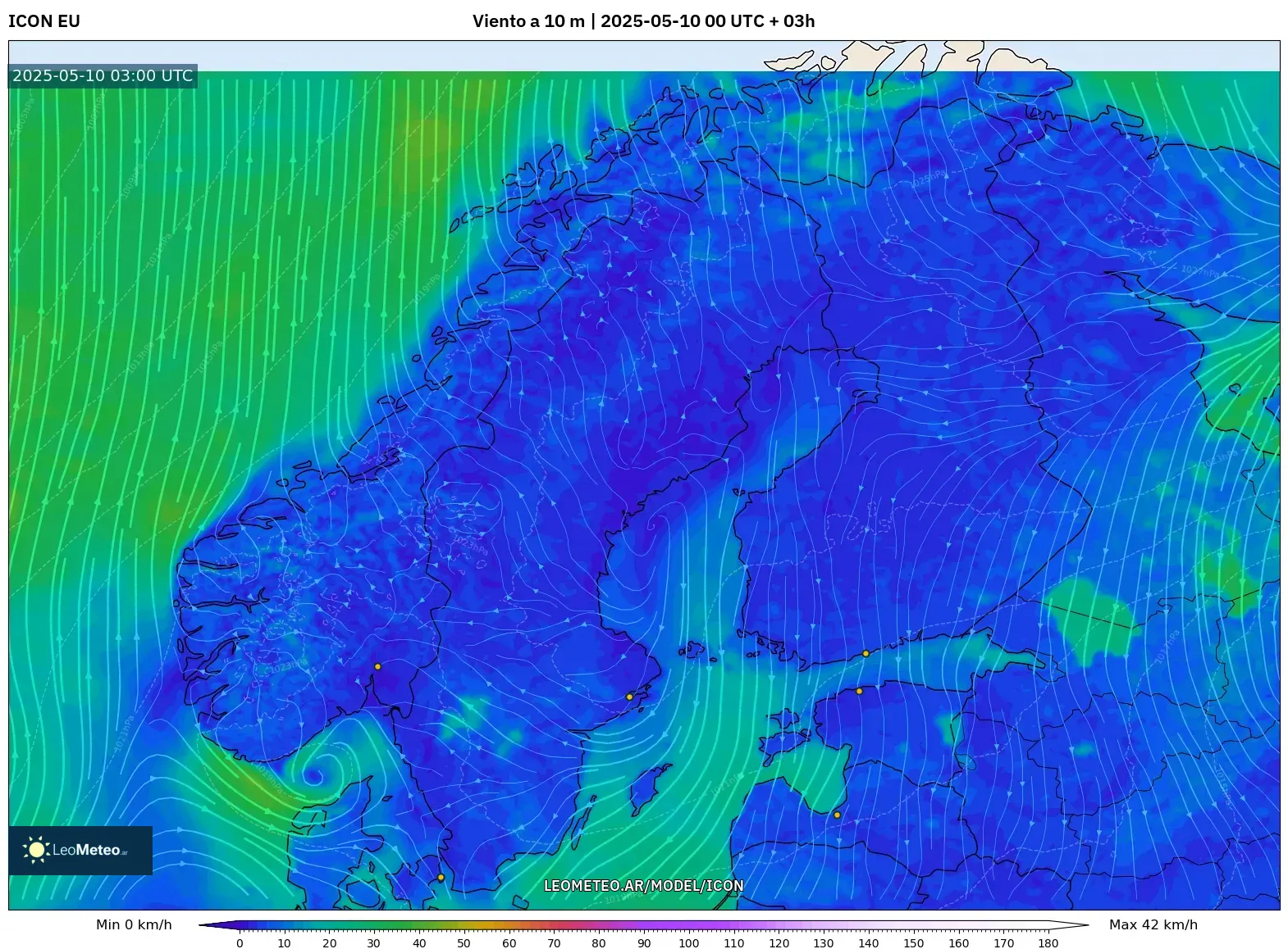 ICON - Escandinavia, Viento a 10 m ICON - Escandinavia, Viento a 10 m
