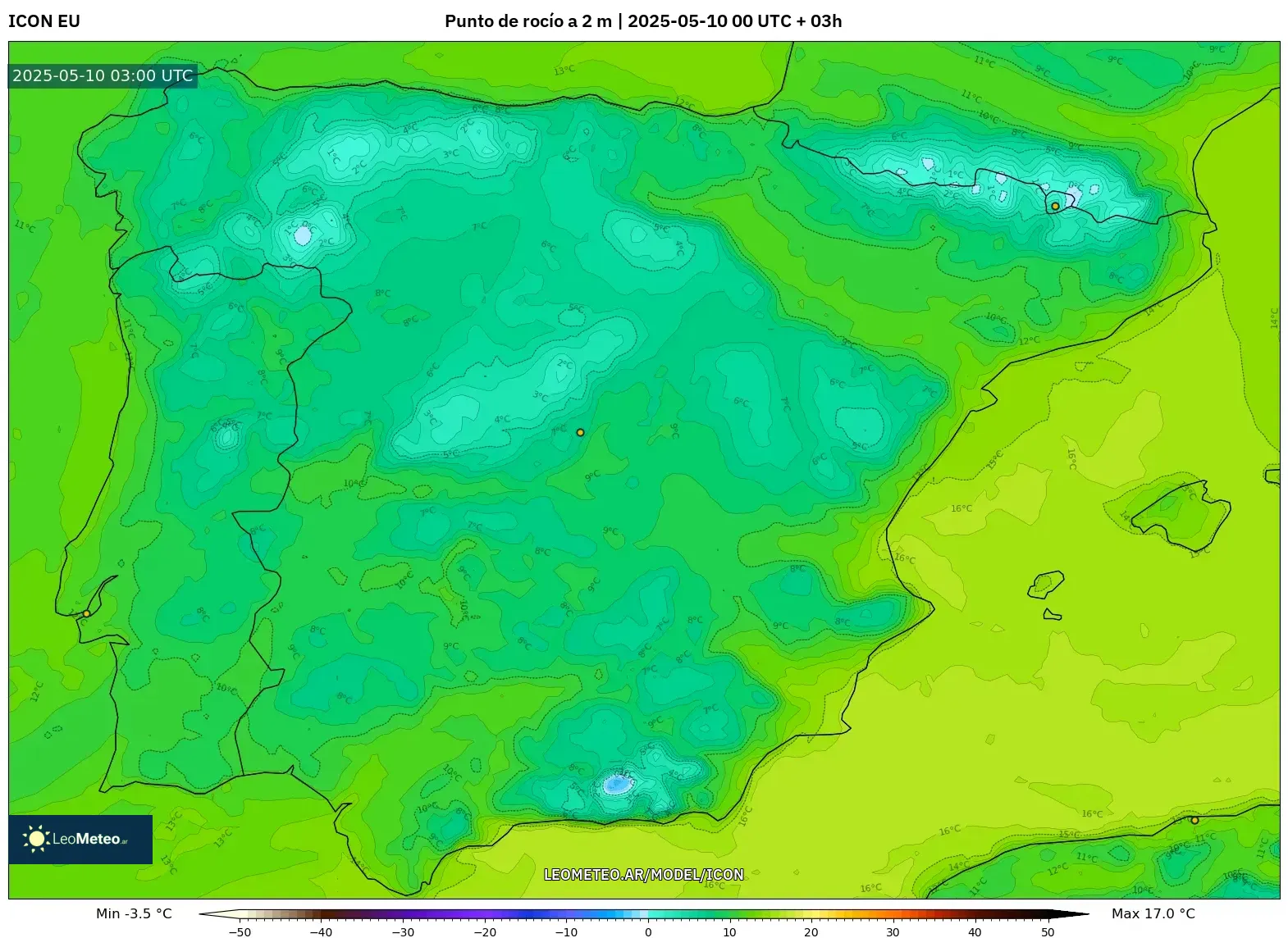 ICON - España, Punto de rocío a 2 m ICON - España, Punto de rocío a 2 m