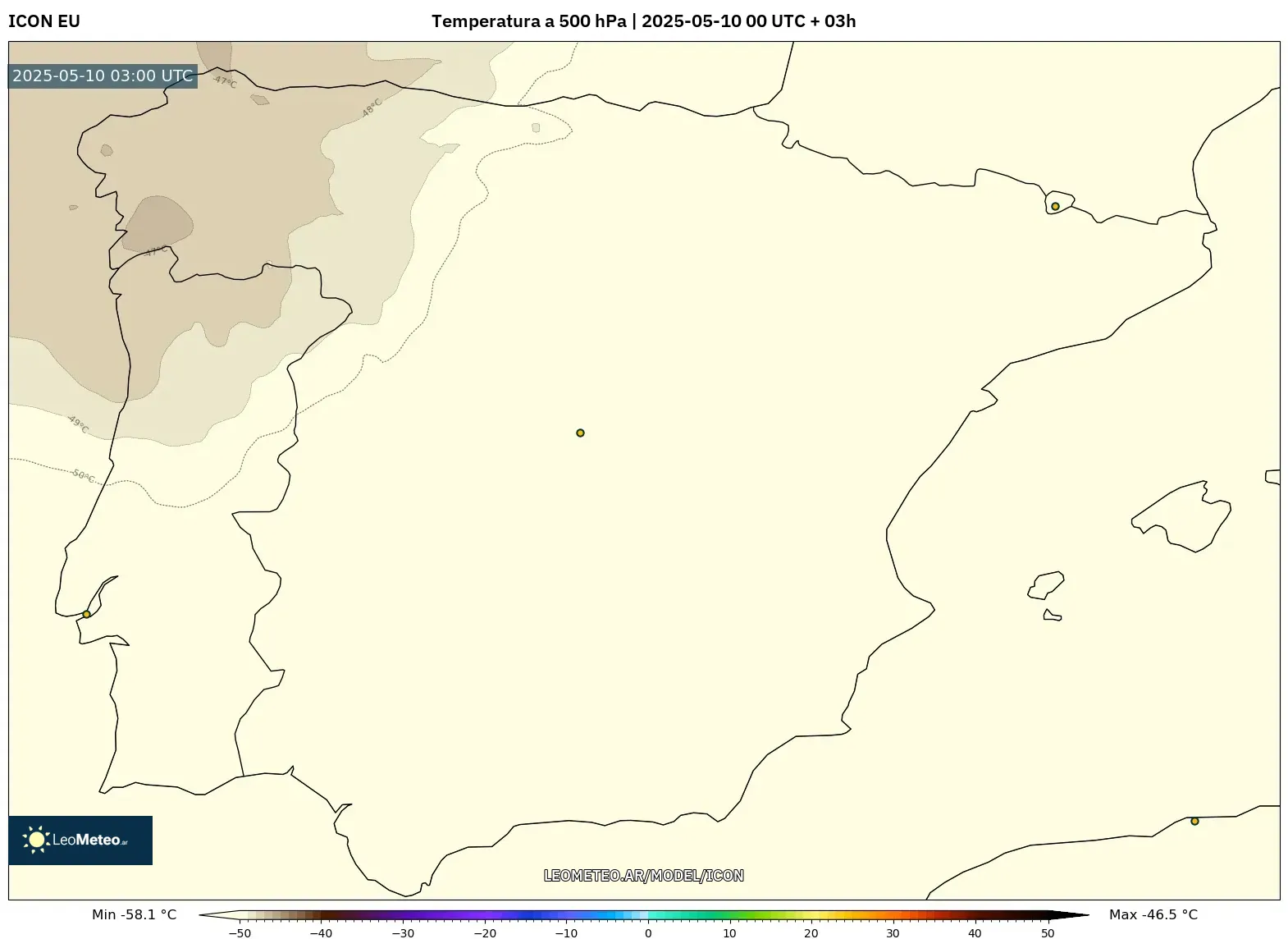 ICON - España, Temperatura a 500 hPa ICON - España, Temperatura a 500 hPa