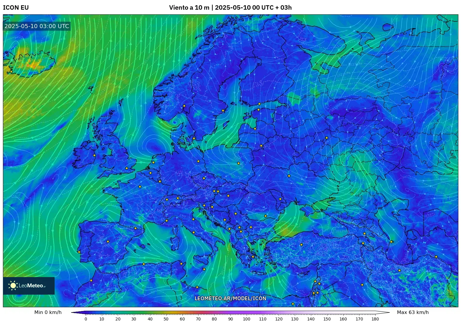 ICON - Europa, Viento a 10 m