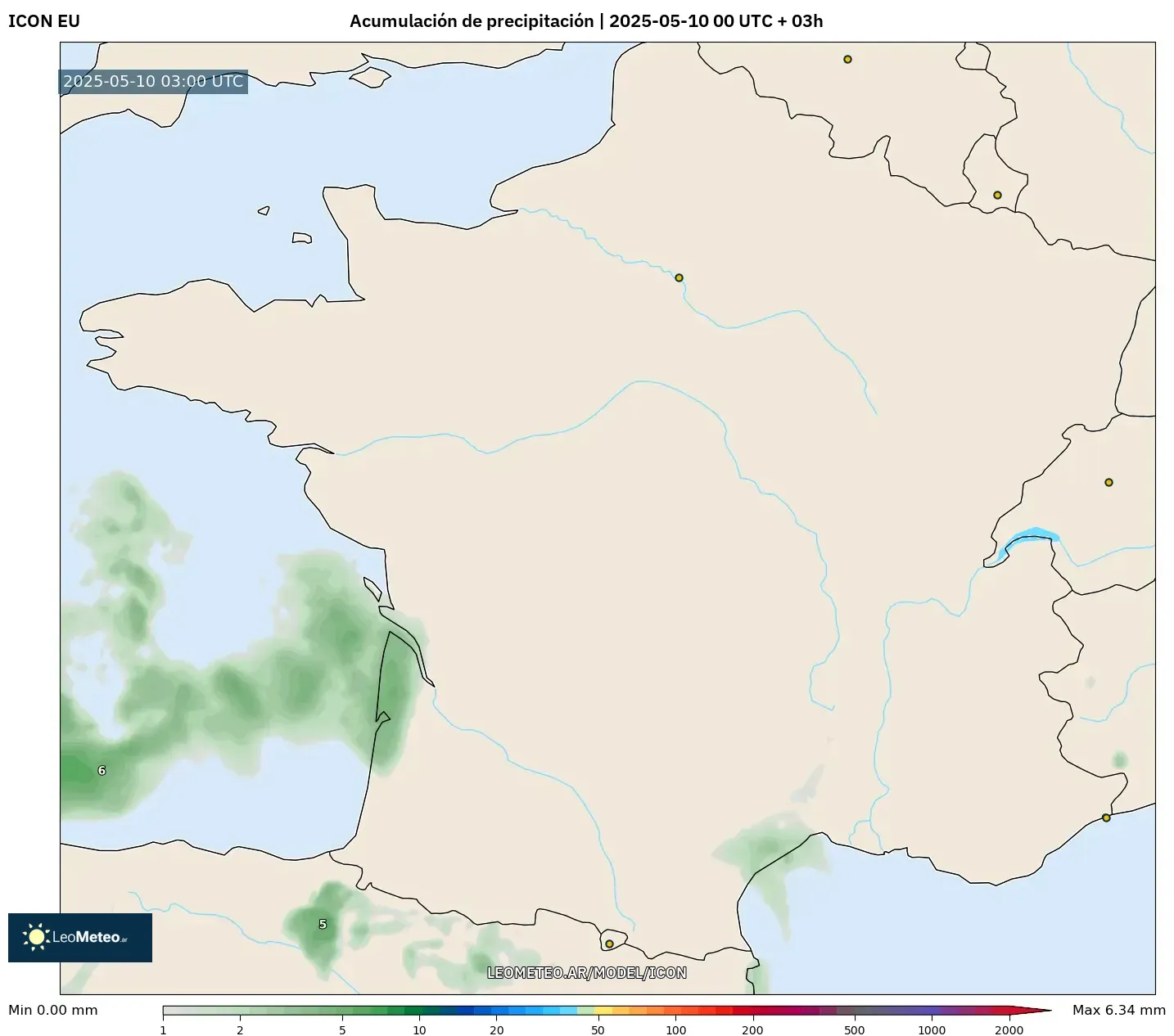 ICON - Francia, Acumulación de precipitación ICON - Francia, Acumulación de precipitación