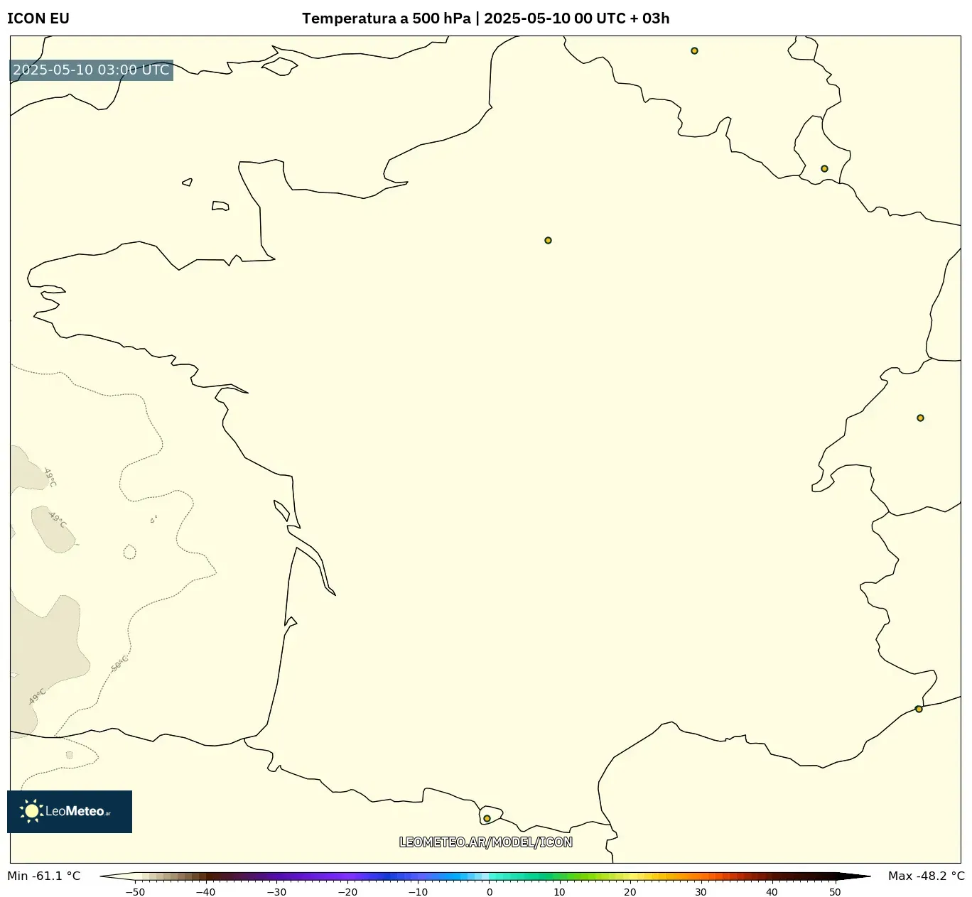 ICON - Francia, Temperatura a 500 hPa ICON - Francia, Temperatura a 500 hPa