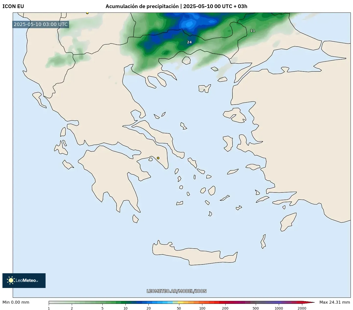 ICON - Grecia, Acumulación de precipitación ICON - Grecia, Acumulación de precipitación