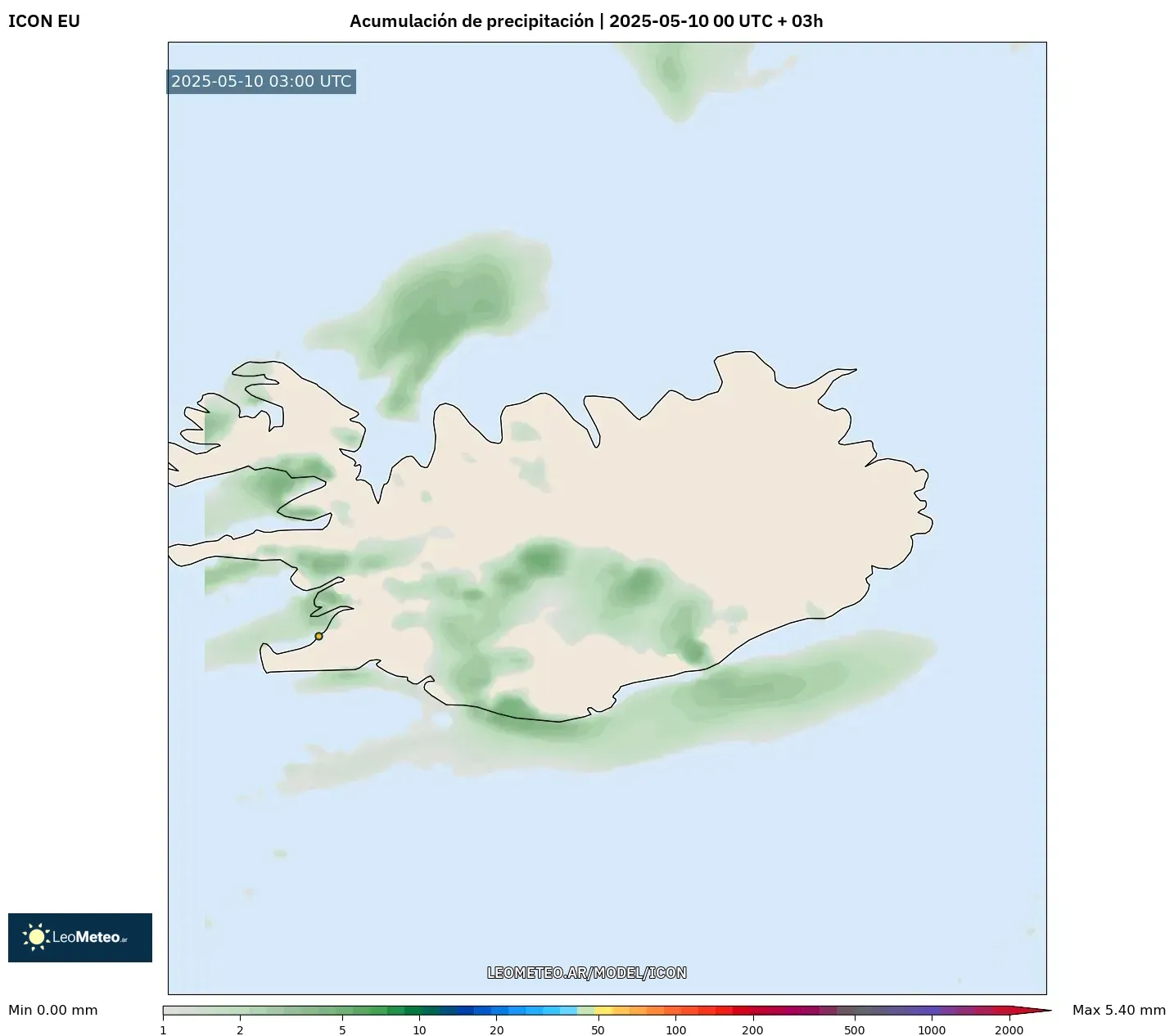 ICON - Islandia, Acumulación de precipitación ICON - Islandia, Acumulación de precipitación