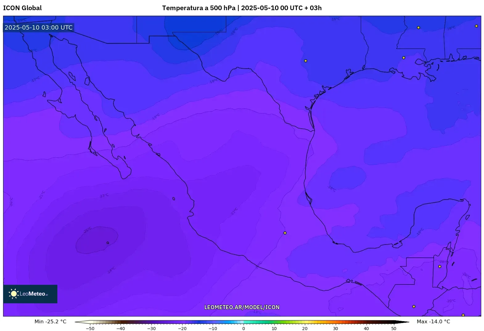 ICON - México, Temperatura a 500 hPa ICON - México, Temperatura a 500 hPa
