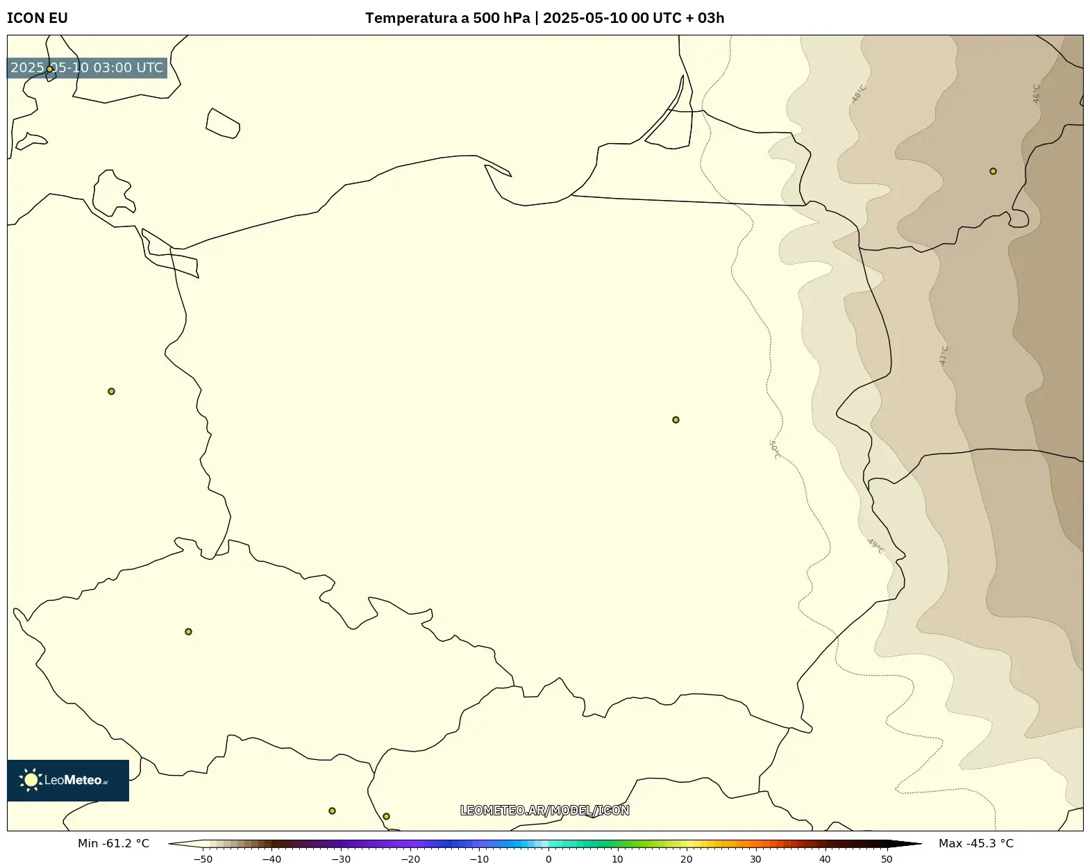 ICON - Polonia, Temperatura a 500 hPa ICON - Polonia, Temperatura a 500 hPa