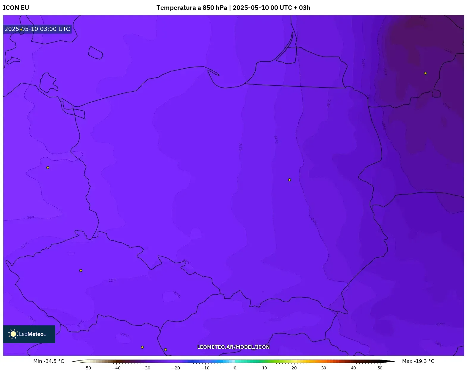 ICON - Polonia, Temperatura a 850 hPa ICON - Polonia, Temperatura a 850 hPa