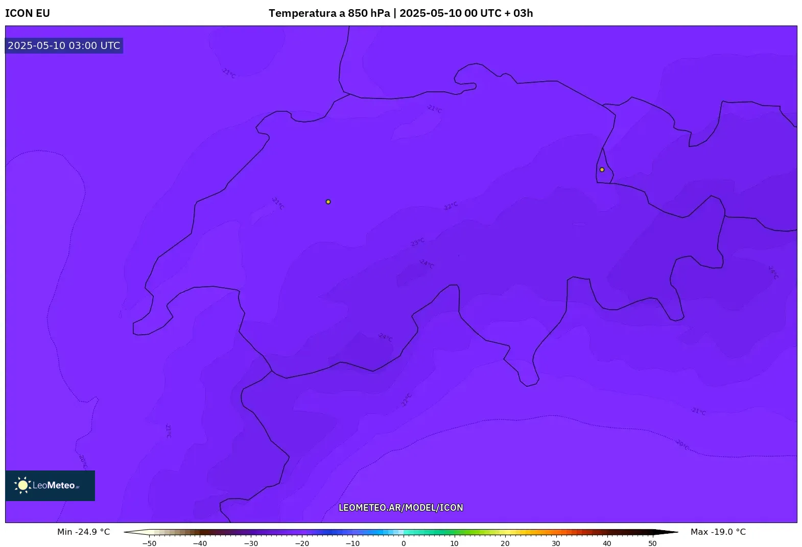 ICON - Suiza, Temperatura a 850 hPa ICON - Suiza, Temperatura a 850 hPa