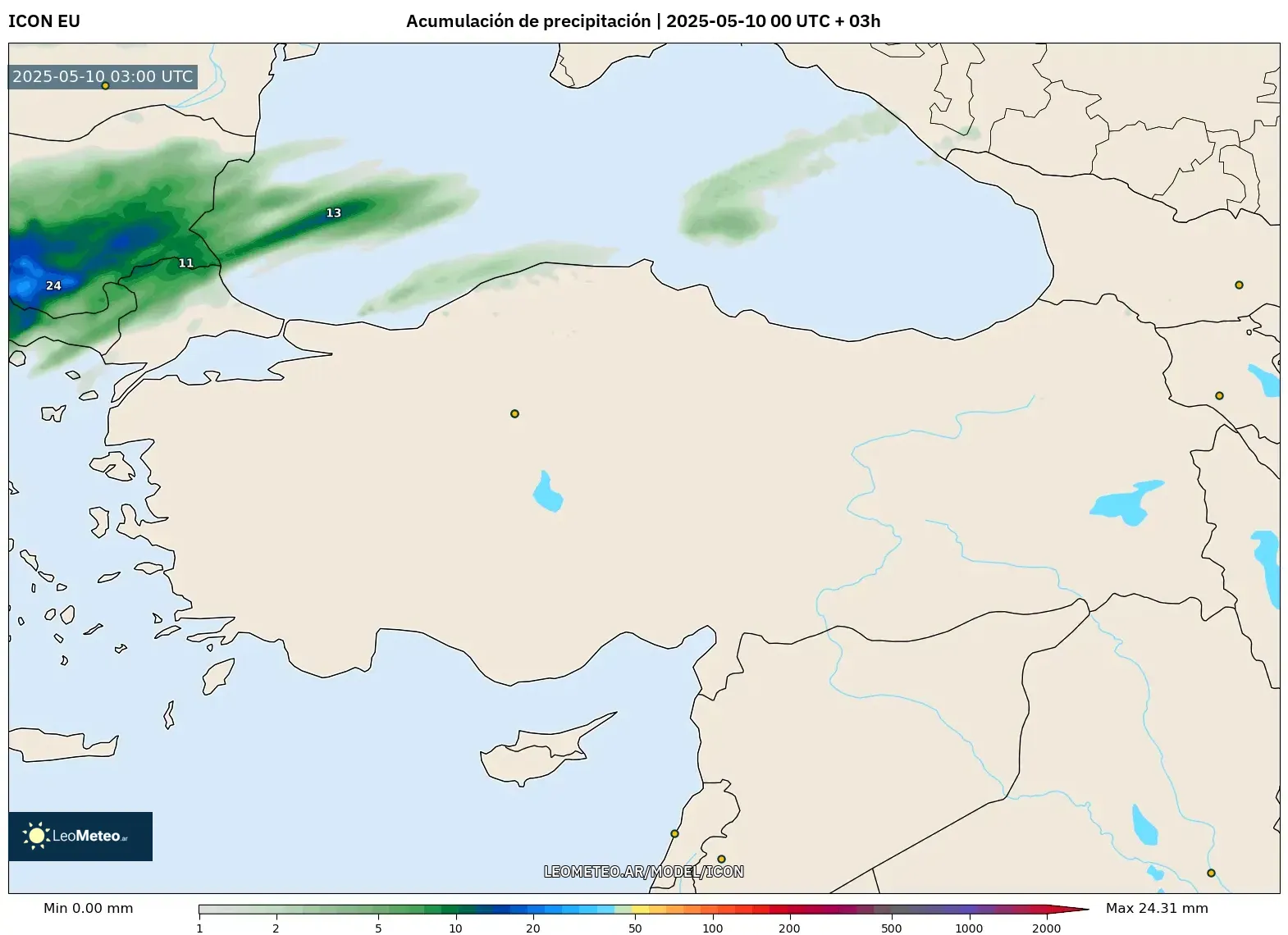 ICON - Turquía, Acumulación de precipitación ICON - Turquía, Acumulación de precipitación