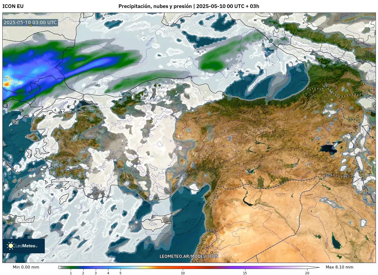 ICON - Turquía, Precipitación, nubes y presión ICON - Turquía, Precipitación, nubes y presión