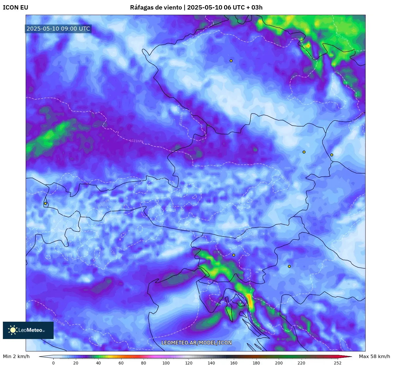 ICON - Austria, Ráfagas de viento ICON - Austria, Ráfagas de viento