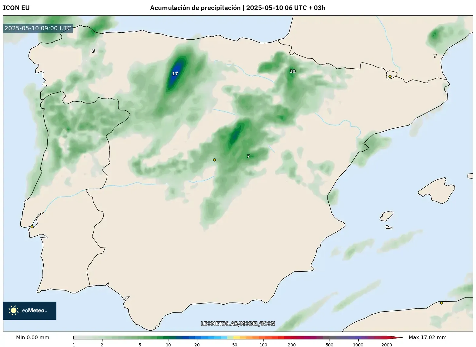 ICON - España, Acumulación de precipitación ICON - España, Acumulación de precipitación