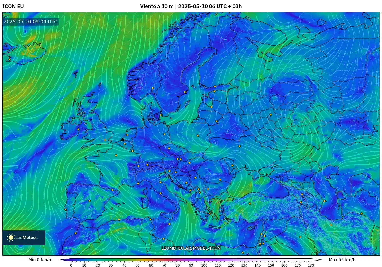 ICON - Europa, Viento a 10 m
