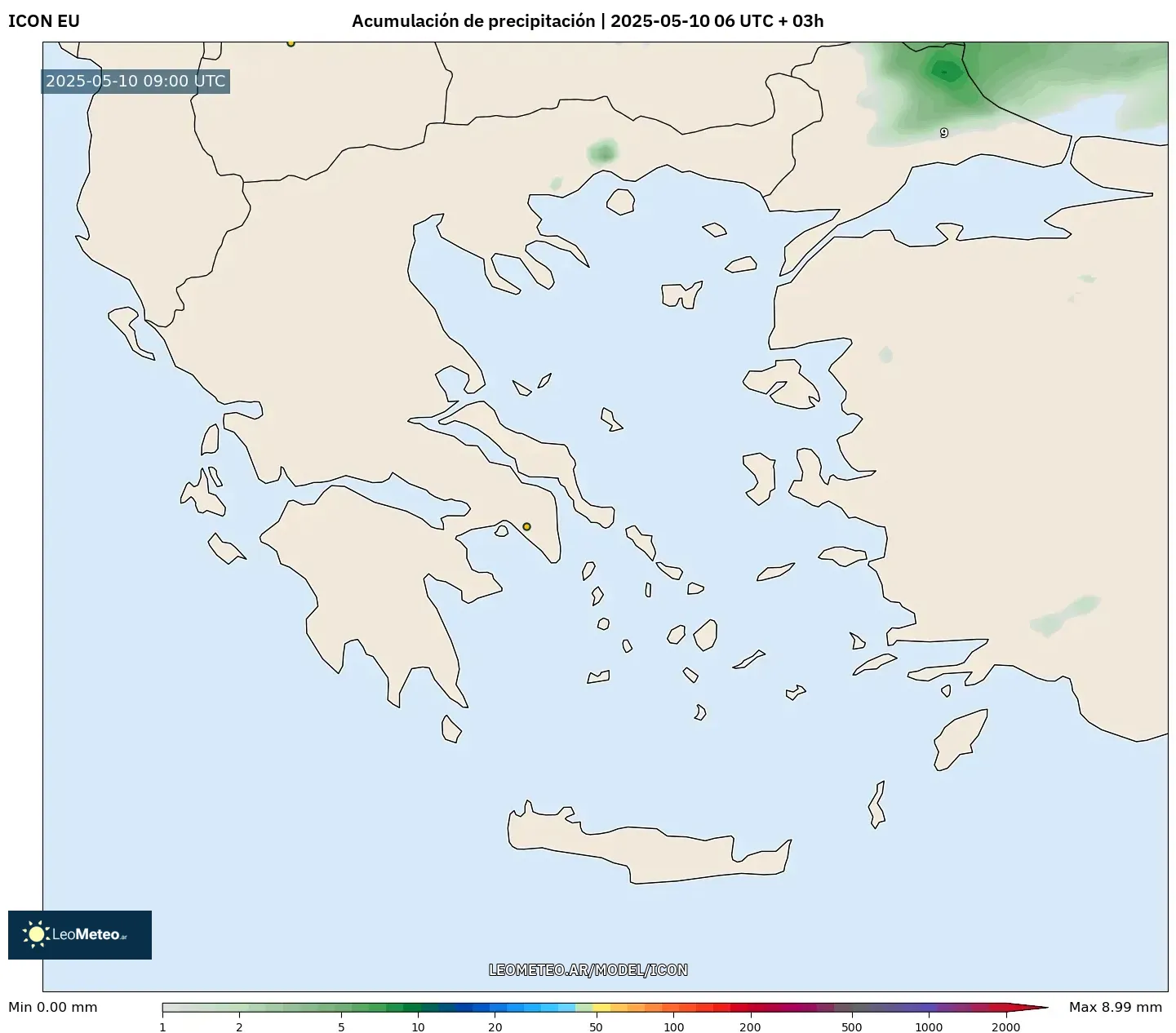 ICON - Grecia, Acumulación de precipitación ICON - Grecia, Acumulación de precipitación