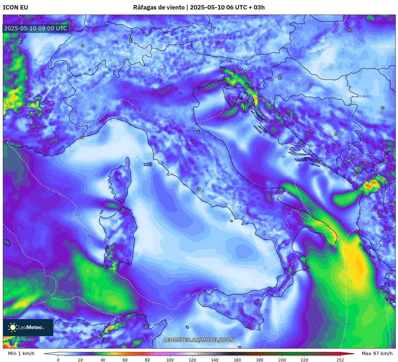 ICON - Italia, Ráfagas de viento ICON - Italia, Ráfagas de viento
