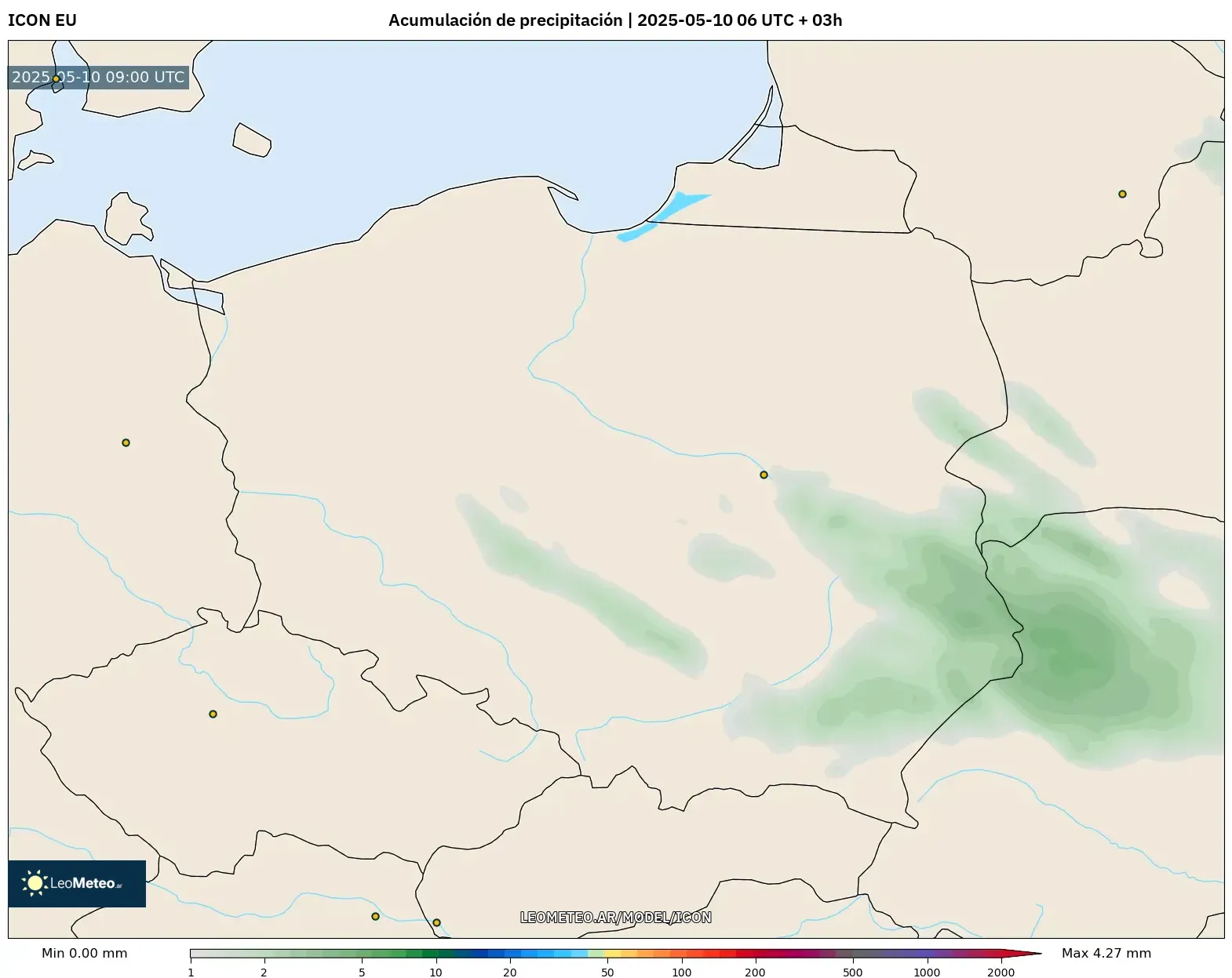ICON - Polonia, Acumulación de precipitación ICON - Polonia, Acumulación de precipitación