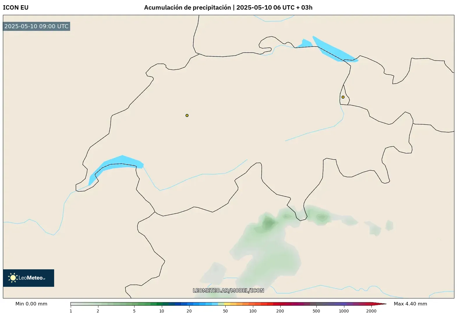ICON - Suiza, Acumulación de precipitación ICON - Suiza, Acumulación de precipitación
