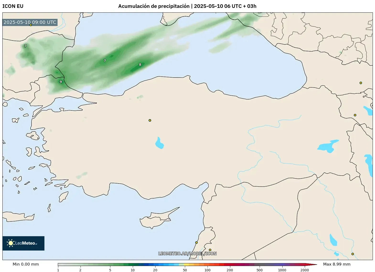 ICON - Turquía, Acumulación de precipitación ICON - Turquía, Acumulación de precipitación