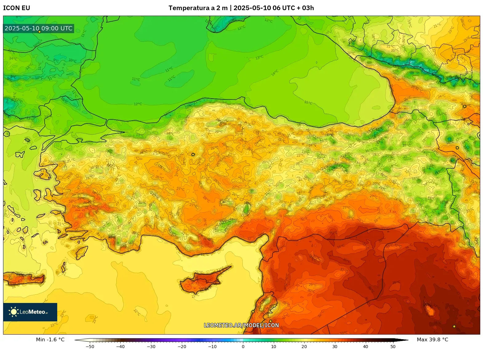 ICON - Turquía, Temperatura a 2 m ICON - Turquía, Temperatura a 2 m