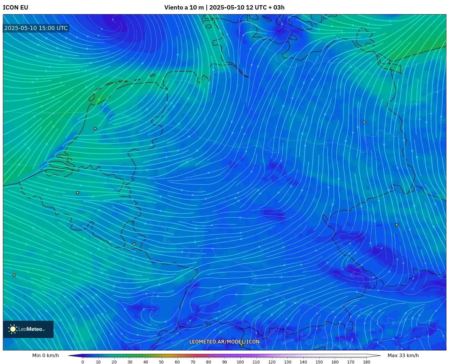 ICON - Alemania, Viento a 10 m ICON - Alemania, Viento a 10 m