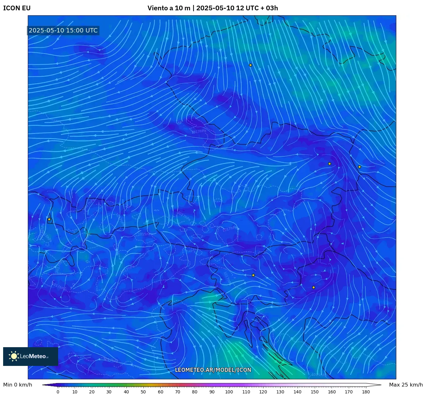 ICON - Austria, Viento a 10 m ICON - Austria, Viento a 10 m