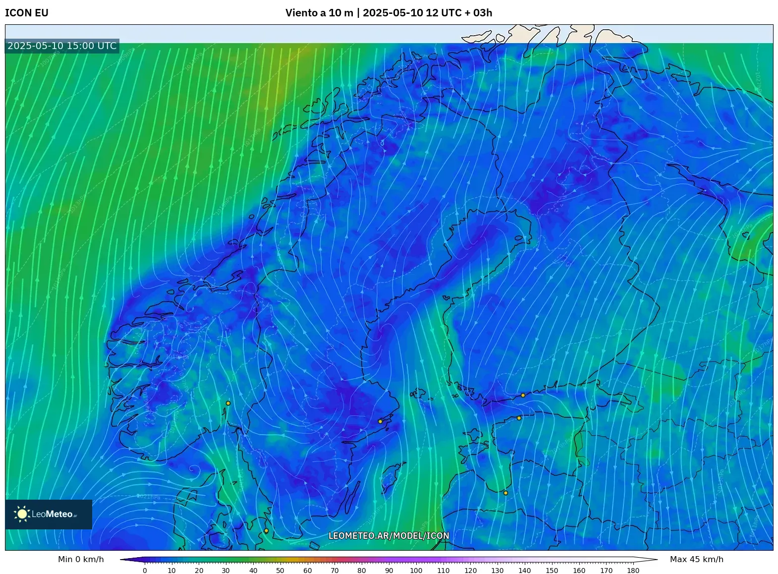ICON - Escandinavia, Viento a 10 m ICON - Escandinavia, Viento a 10 m