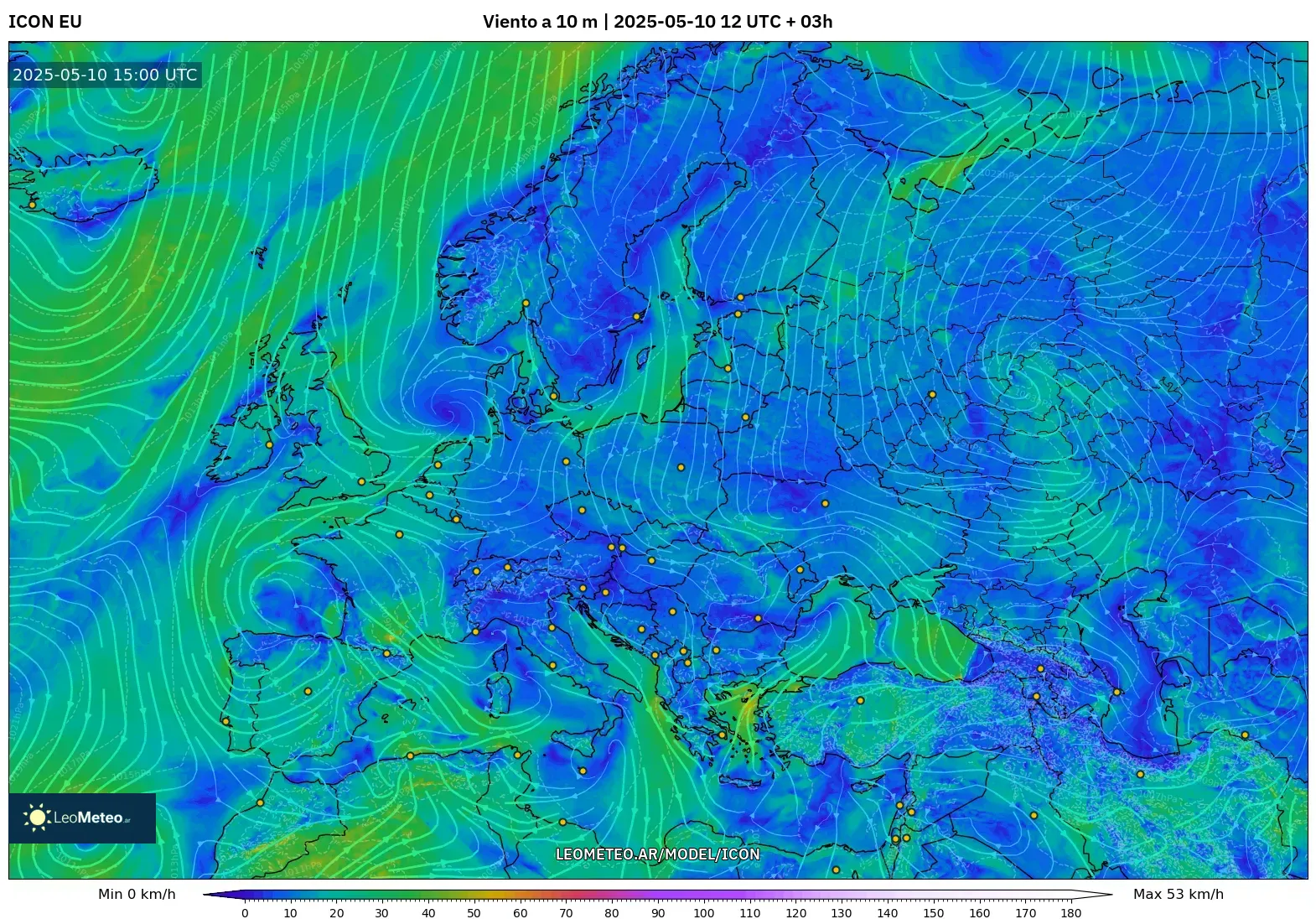 ICON - Europa, Viento a 10 m