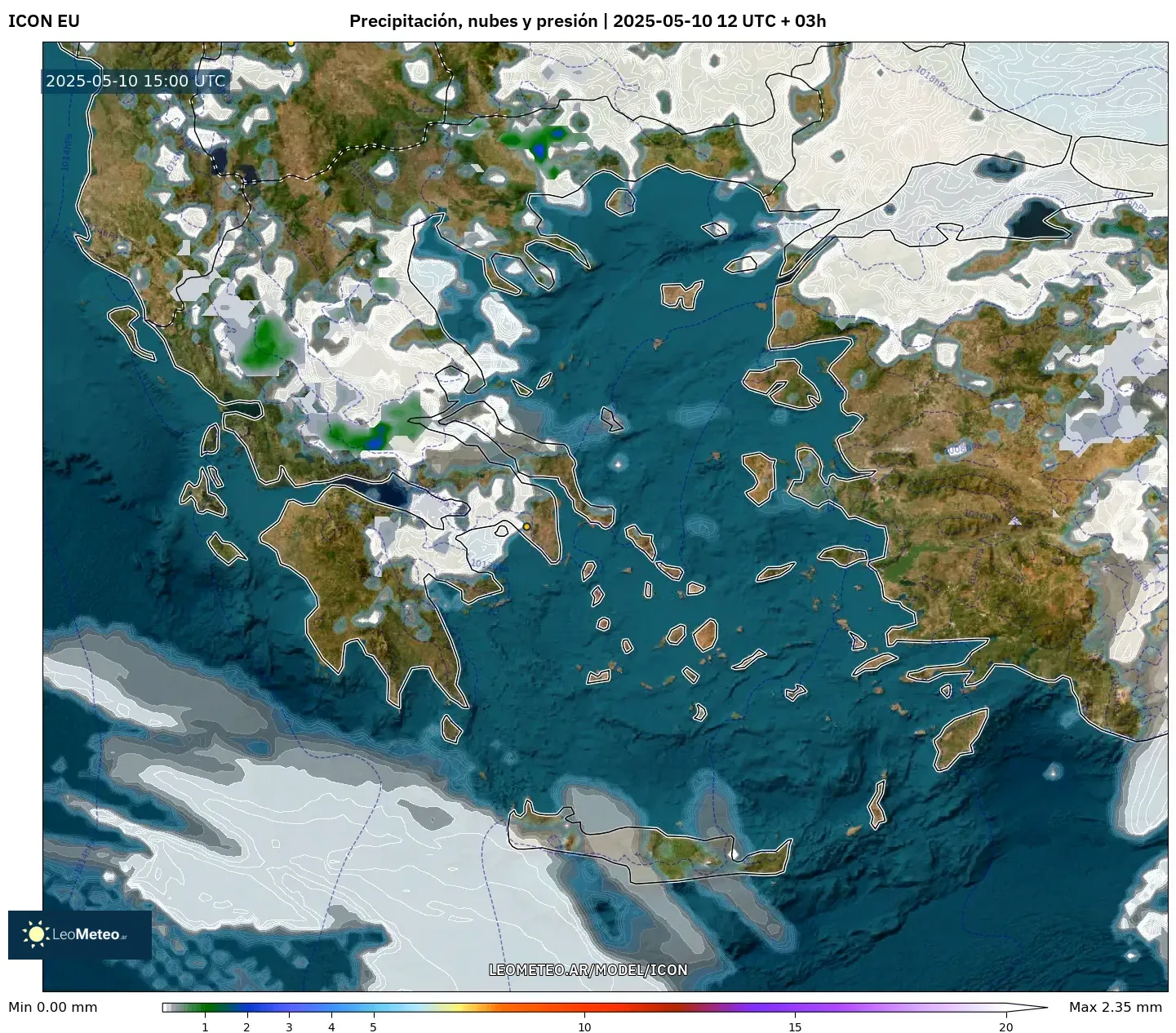 ICON - Grecia, Precipitación, nubes y presión ICON - Grecia, Precipitación, nubes y presión